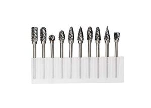 carbide burr set jestuous 1/8 inch shank with 1/4 inch head double cut rotary burrs die grinder drill bits for woodworking engraving drilling carving,10pcs