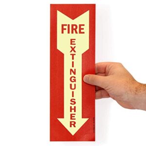 smartsign “fire extinguisher” label with downward arrow | 4" x 12" glow-in-the-dark laminated vinyl