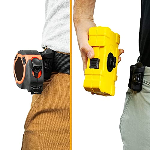 Spider Tool Holster - Tape Measure Set - 1 Tool Holster + 1 Adhesive Tool Tab - Self Locking, Quick Draw Universal Tool Holder for Conveneintly Accessing a Tape Measure, Bit Box, Bottle and More!