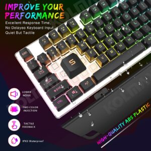 KOLMAX Gaming Keyboard and Mouse Combo,Rainbow Backlit Mechanical Feeling 104 Keys Keyboard with Ergonomic Detachable Wrist Rest,Aluminum Panel Keyboard 3600DPI Gaming Mouse for PC Mac Office/Gaming