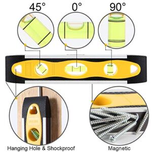 DOWELL Magnetic Level Shockproof Torpedo Level Box Spirit Level 9 Inch Top Vial Alloy Frame 180 90 45 Degree Bubble Level