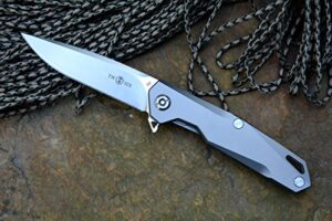 twosun ts21 pocket knife d2 blade titanium handle drop point razor sharp