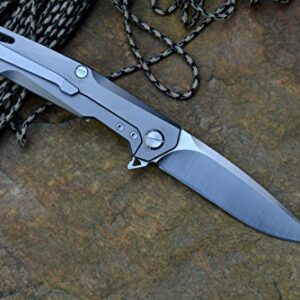 Twosun TS21 Pocket Knife D2 Blade Titanium Handle Drop Point Razor sharp