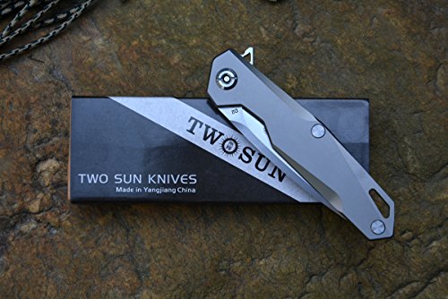 Twosun TS21 Pocket Knife D2 Blade Titanium Handle Drop Point Razor sharp