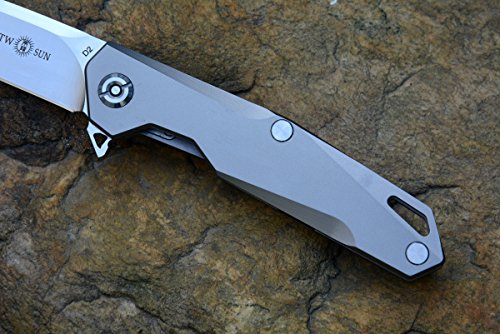 Twosun TS21 Pocket Knife D2 Blade Titanium Handle Drop Point Razor sharp