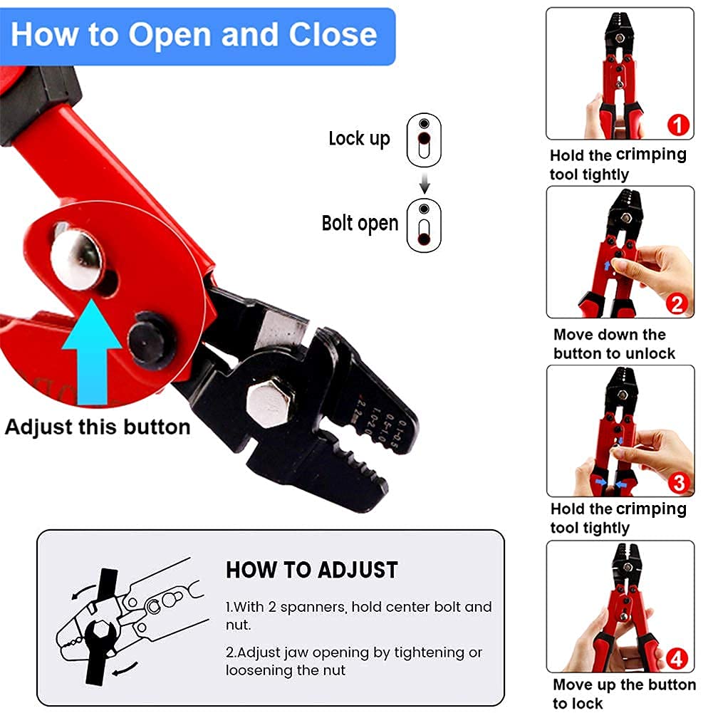 Crimping Tool, Wire Rope Crimping Tool, Up To 2.2mm Swager Crimper Fishing Wire Crimping Tool with 100 PCS Aluminum Double Barrel Ferrule Crimping Loop Sleeves Kit with Cutting Function for Cable