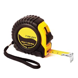 topzone 25 feet 3/4" inch professional retractable steel measuring tape measure ruler with posi-lock and belt clip