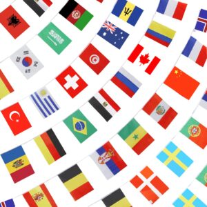 anley 184ft 200 countries string flag - international bunting banners for party decorations, bars, sports clubs, school festivals, celebrations - 8" x 5", 200 flags, 184 feet