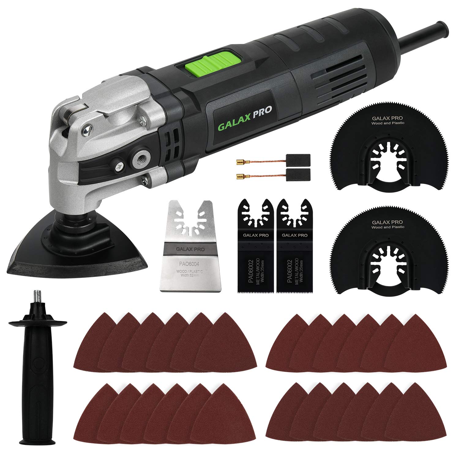 GALAX PRO 3.5A 6 Variable Speed Oscillating Multi Tool Kit with Quick Clamp System Change and 30pcs Accessories, Oscillating Angle:4° for Cutting, Sanding, Grinding