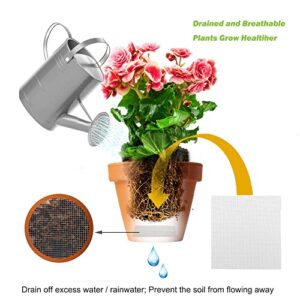 ORIMERC 50 Pcs 4 x 4 inch Plant Pot Drainage Hole Mesh Pad Screen with 30 feet Self Watering Hydroponic Wick Cord DIY Vacation Automatic Waterer Sitter Potted Bonsai Succulent Flower Bottom Grid Mat