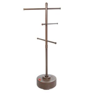 milliard freestanding portable outdoor towel tree, three adjustable bars, weather resistant plastic – 65 inches x 25 inches– stylish bronze colored pool and spa towel rack