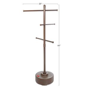 Milliard Freestanding Portable Outdoor Towel Tree, Three Adjustable Bars, Weather Resistant Plastic – 65 inches x 25 inches– Stylish Bronze Colored Pool and Spa Towel Rack