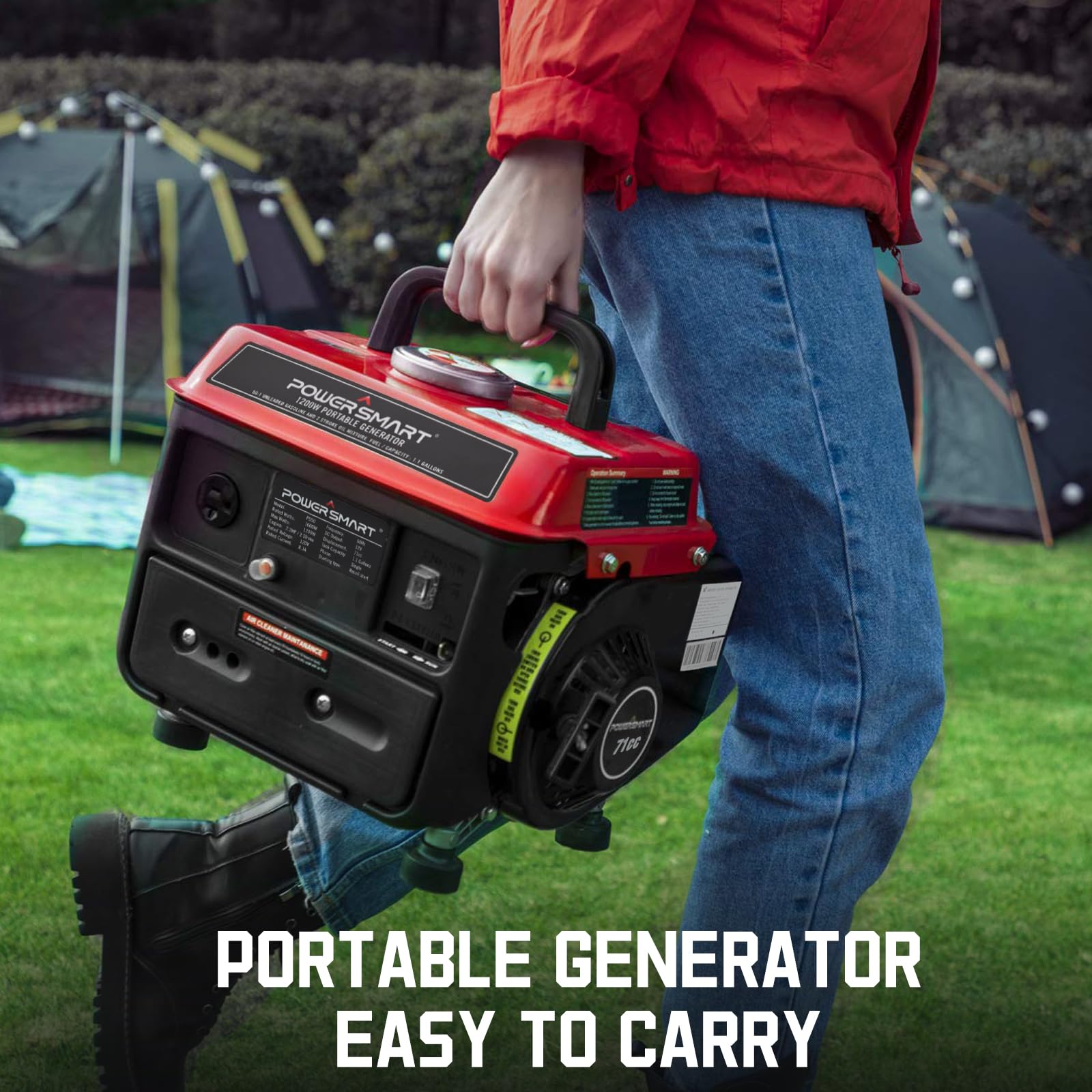 PowerSmart 1200W Portable Generator, Small Generator for Camping Outdoor, Ultralight, EPA & CARB Compliant