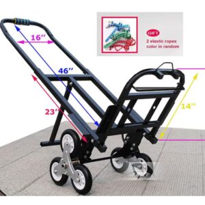 INTBUYING Stair Climber Hand Truck Carbon Steel,420LBS Capacity Stair Climbing Folding Hand Truck 6 Wheels & 2 Backup, Rubber Mute Wheel,Adjustable Handle Length Dolly Cart Trolley for Stairs