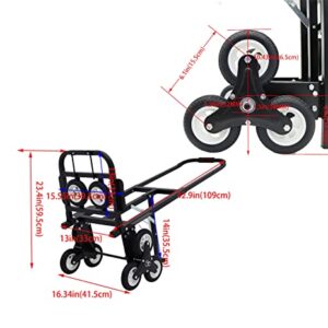 INTBUYING Stair Climber Hand Truck Carbon Steel,420LBS Capacity Stair Climbing Folding Hand Truck 6 Wheels & 2 Backup, Rubber Mute Wheel,Adjustable Handle Length Dolly Cart Trolley for Stairs