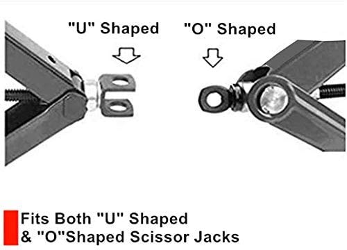 KickFun 1/2" Scissor Jack Adapter for Use with 1/2 Inch Drive/Impact Drills/Ratchet or Standard Drive Sockets or 13/16 Inch Lug Wrench/Tire Iron or Socket/Easy Lifting (1Pc Set Black)