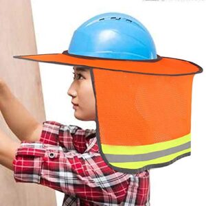 Topbuti 3 Pack Hard Hat Sun Shade Full Brim Hardhat Sun Shield High Visibility Sun Visor Neck Shade with Reflective Strip for Hard Hat Accessories (Orange, Yellow)