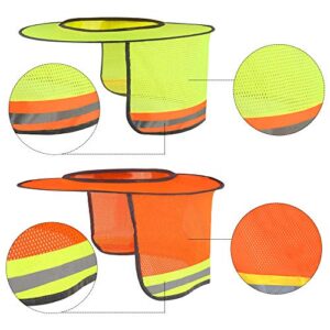 Topbuti 3 Pack Hard Hat Sun Shade Full Brim Hardhat Sun Shield High Visibility Sun Visor Neck Shade with Reflective Strip for Hard Hat Accessories (Orange, Yellow)