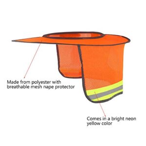 Topbuti 3 Pack Hard Hat Sun Shade Full Brim Hardhat Sun Shield High Visibility Sun Visor Neck Shade with Reflective Strip for Hard Hat Accessories (Orange, Yellow)