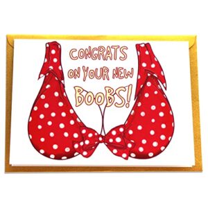 congrats on your new boobs handmade card, congratulations pregnancy gift, breast implants surgery card