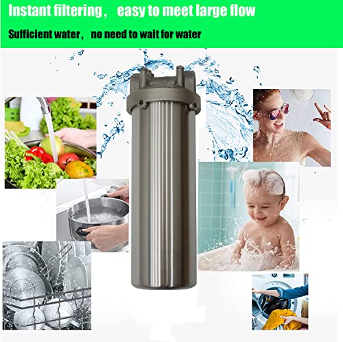 INTBUYING Heavy Duty Water Filter Shell Housing Whole House Water Purification of 304 Stainless Steel -10 inch Filter 1 inch NPT Inlet and Outlet with Bracket and Wrench Pin