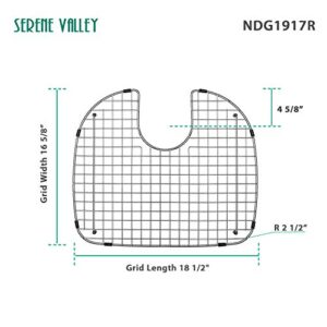 Serene Valley Sink Grid 18-1/2" x 16-5/8", Rear Drain with Bottom Corner Radius 2-1/2" and Top Corner Radius 6-1/2"，Bottom Grid NDG1917R