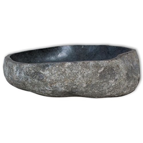 Festnight Bathroom Vessel Sink River Stone Wash Basin Sink Above Counter Oval Washbowl Bathroom Lavatory Hotel Bowl Basin (11.4"-15") x (9.4"-12.2") x 4.7" (W x D x H)