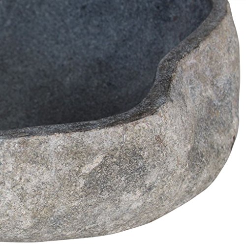 Festnight Bathroom Vessel Sink River Stone Wash Basin Sink Above Counter Oval Washbowl Bathroom Lavatory Hotel Bowl Basin (11.4"-15") x (9.4"-12.2") x 4.7" (W x D x H)