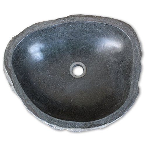 Festnight Bathroom Vessel Sink River Stone Wash Basin Sink Above Counter Oval Washbowl Bathroom Lavatory Hotel Bowl Basin (11.4"-15") x (9.4"-12.2") x 4.7" (W x D x H)