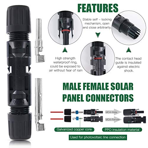 Keadic Solar Crimping Tools, Wire Stripper, 5 Pairs of Male/Female Solar Panel Cable Connectors, 2pcs Solar Connector Spanner Tool Kit for 2.5/4.0/6.0mm² MC3 MC4 Solar Panel PV Cable