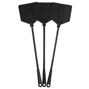 ofxdd rubber fly swatter, long fly swatter pack, fly swatter heavy duty, black color (3 pack)