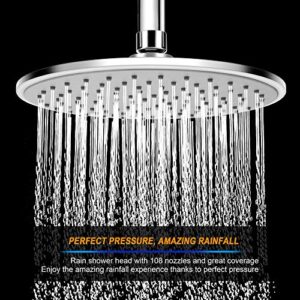 WarmSpray Rain Shower Head High Pressure with 9 Inch Thin Chrome Large Coverage Rainfall Spray Shower Relaxation