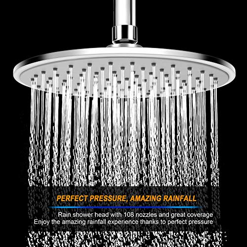 WarmSpray Rain Shower Head High Pressure with 9 Inch Thin Chrome Large Coverage Rainfall Spray Shower Relaxation