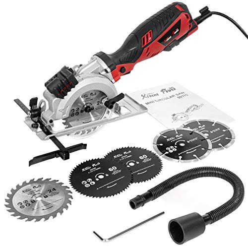 XtremepowerUS 50115 Circular Saw 4.5" w/6 Blades & Laser Corded 705W 120V Electric Cutting Tool Cut Off