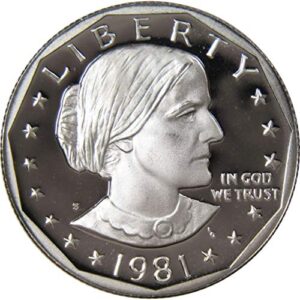 1981 s type 1 susan b anthony dollar choice proof sba $1 us coin