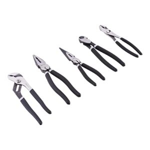amazon basics pliers set with durable nylon case - 5-piece (8-inch diagonal, 8-inch combination, 8-inch long nose, 8-inch groove joint, 8-inch slip-joint)