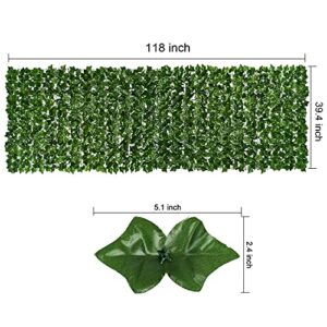 DearHouse 118x39.4in Artificial Ivy Privacy Fence Wall Screen, Artificial Hedges Fence and Faux Ivy Vine Leaf Decoration for Outdoor Garden Decor