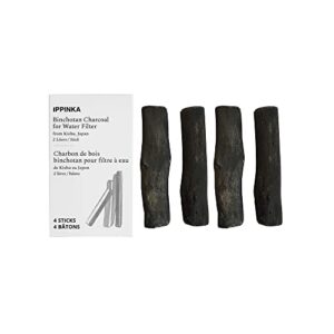 binchotan charcoal from kishu, japan - water purifying sticks for great-tasting water, 4 sticks, each stick filters up to 2 liters of water
