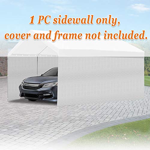 Strong Camel Carport Replacement Sidewall Instant Canopy PE Side Wall,6.4FTx19.7FT (1 Pack Side Wall Only) (White)