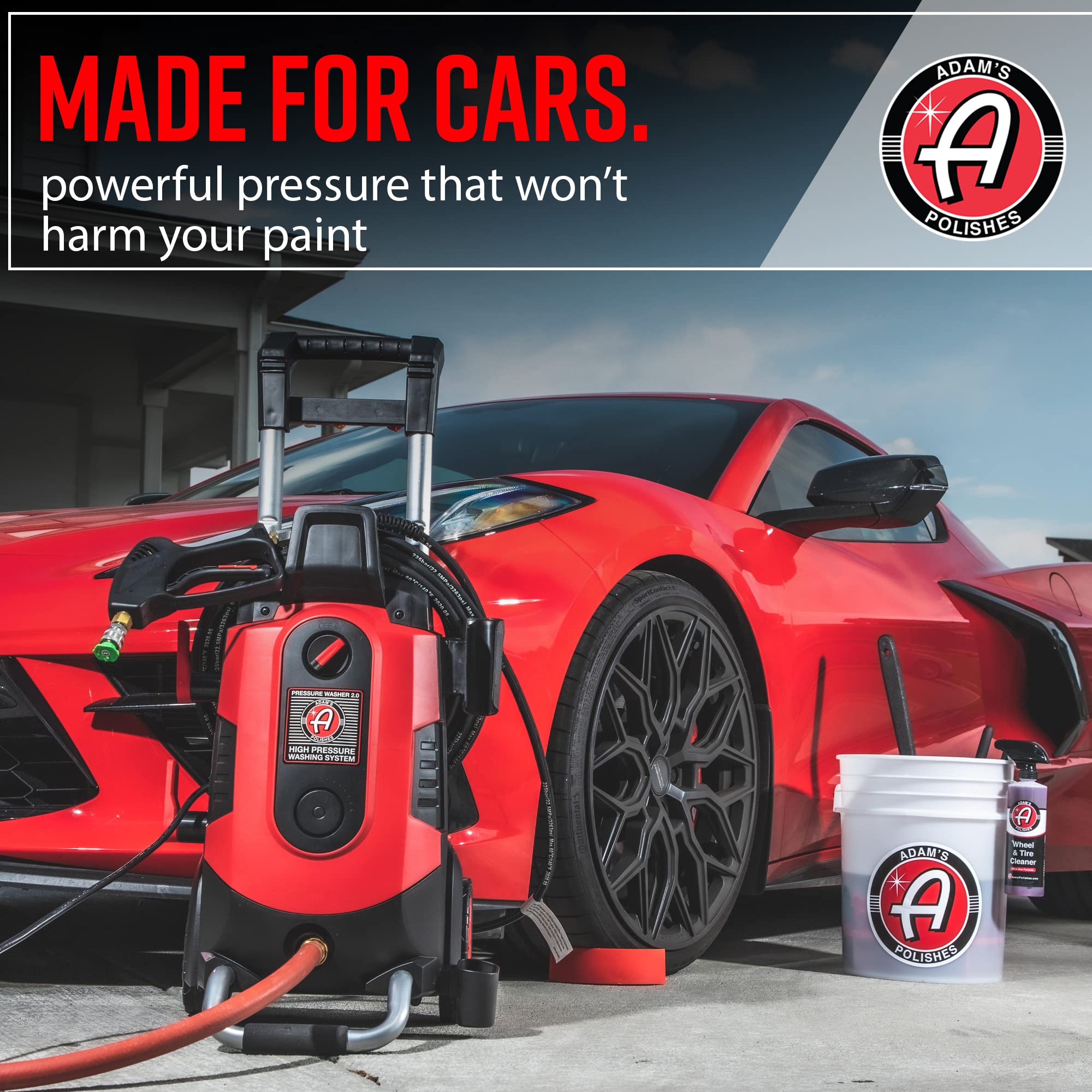 Adam's Polishes Electric Pressure Washer 2.0, Powerful 1.4 GPM 2000 PSI Car Pressure Washer Sprayer, Snub Nose & Tip Attachment, Use,Car Soap, Patio Boat RV Motorcycle Car Garage Deck (2.0 Machine)