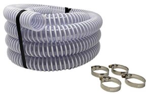 sealproof 1.5" pool filter pump connection hose for above ground pools, 20 ft x 1-1/2 inch premium quality kinkproof pvc, made in usa | cut to desired length, includes 4 hose clamps