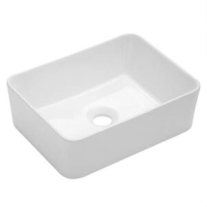 vessel sink rectangular - kichae 16"x12" modern white bathroom sink rectangle above counter porcelain ceramic vessel vanity sink art basin
