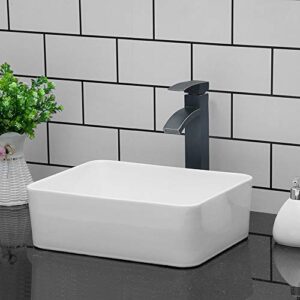 Vessel Sink Rectangular - Kichae 16"x12" Modern White Bathroom Sink Rectangle Above Counter Porcelain Ceramic Vessel Vanity Sink Art Basin