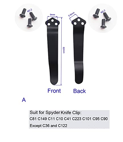 SICODA 2 pcs Deep Carry Pocket Clips for Folding Knives,Kydex Waist Clip,Folding Knife Back Clips (A)