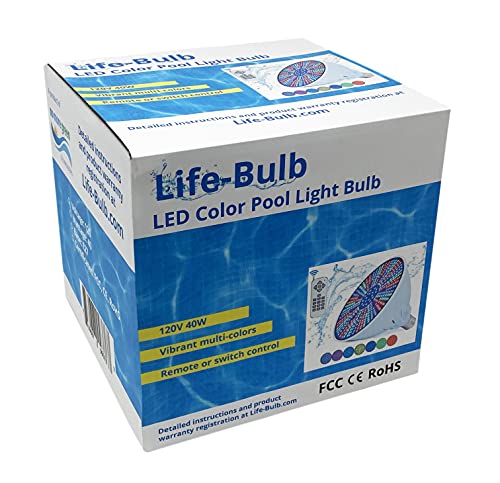 Life-Bulb LED Color Pool Light Bulb for in ground Pool. 120V RGB Color Change. Lifetime Replacement Warranty. Replacement for Pentair, Hayward and Other E26 Screw in Type Bulbs. 500W Equivalent