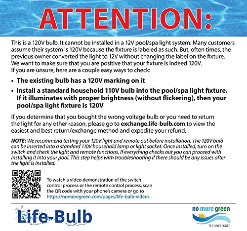 Life-Bulb LED Color Pool Light Bulb for in ground Pool. 120V RGB Color Change. Lifetime Replacement Warranty. Replacement for Pentair, Hayward and Other E26 Screw in Type Bulbs. 500W Equivalent