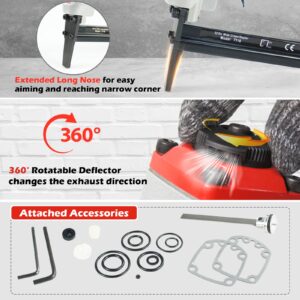 Dongya 7116L Pneumatic Upholstery Stapler with 10,000 PCS Staples, 22 Gauge 1/4'' to 5/8'' Length, 3/8'' Crown Long Nose Staple Gun, Air Power Fine Wire Stapler for Upholstering & Furniture