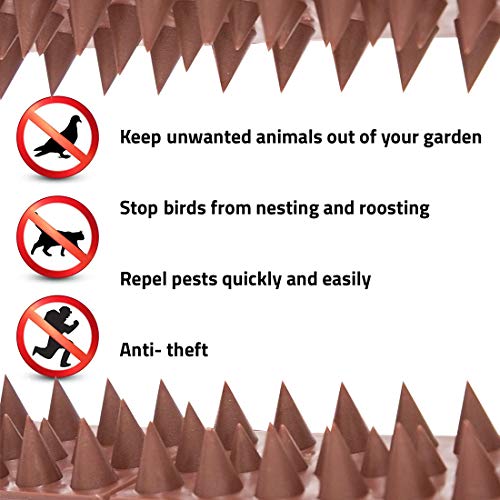 COOES Bird Spikes Defender Fence Spikes Effective Plastic Anti-Theft-Climb Strips, 20 Feet