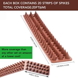 COOES Bird Spikes Defender Fence Spikes Effective Plastic Anti-Theft-Climb Strips, 20 Feet