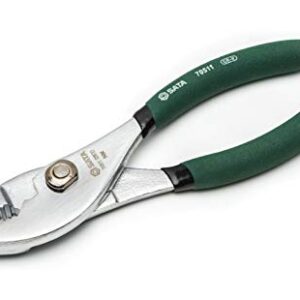 SATA 6-Inch Slip-Joint Pliers, Chrome Vanadium Steel Body, with Green Handles and Rivet Joint Assembly - ST70511ST